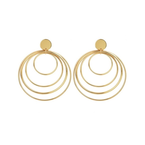 The Secret Pine Jewelry - *SHIVANI* Gold Round Layer Fashion Dangle Earrings